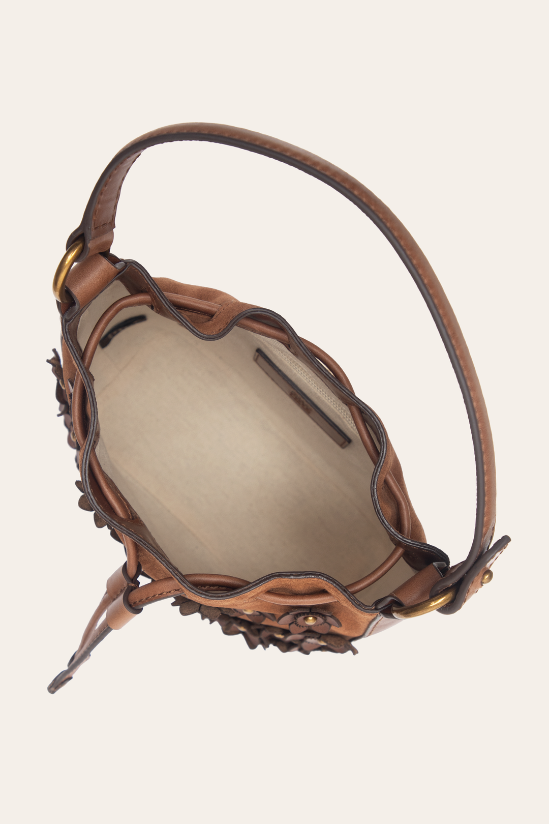 Frye Cognac Melissa Floral Convertible Bucket Cognac
