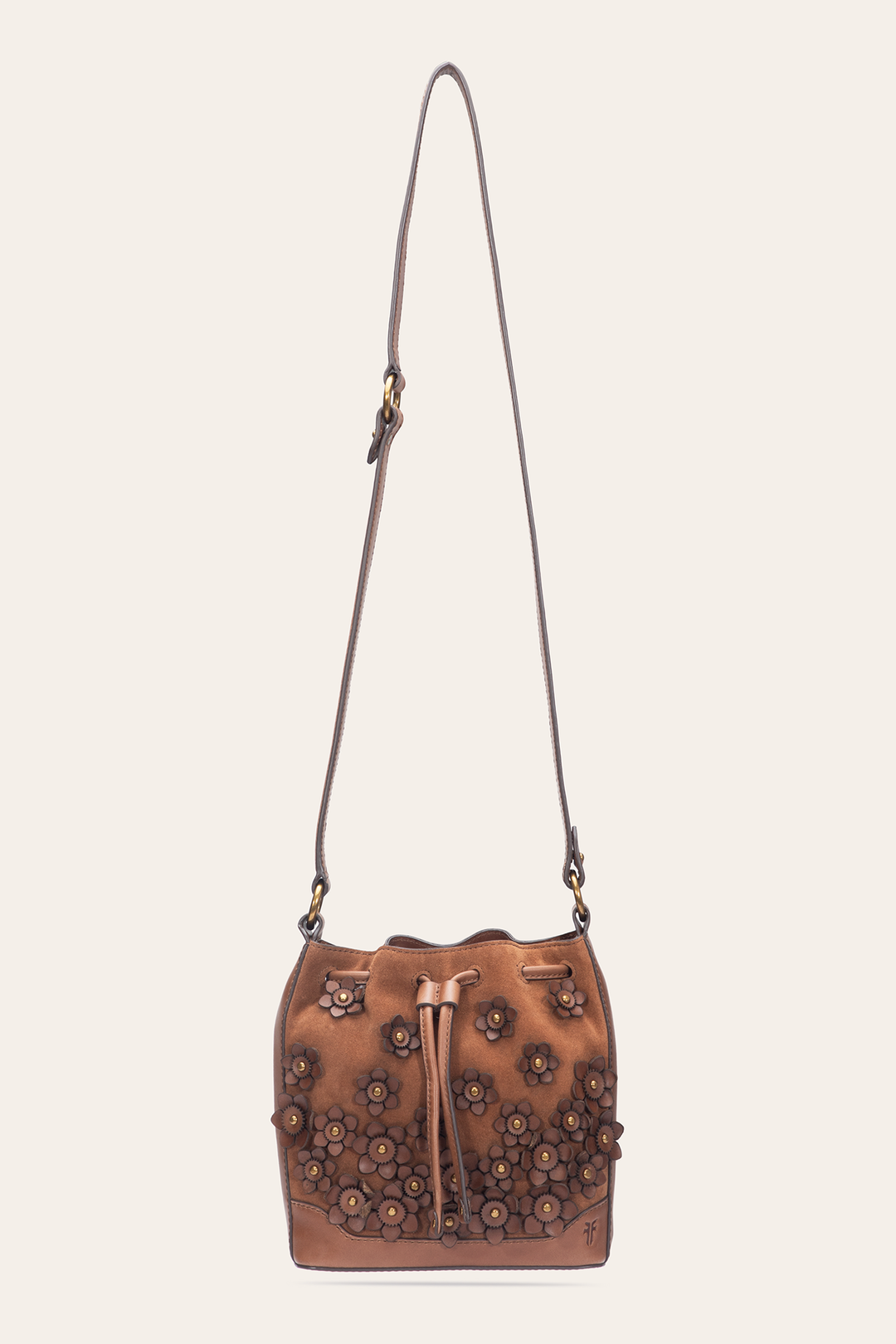 Frye Cognac Melissa Floral Convertible Bucket Cognac