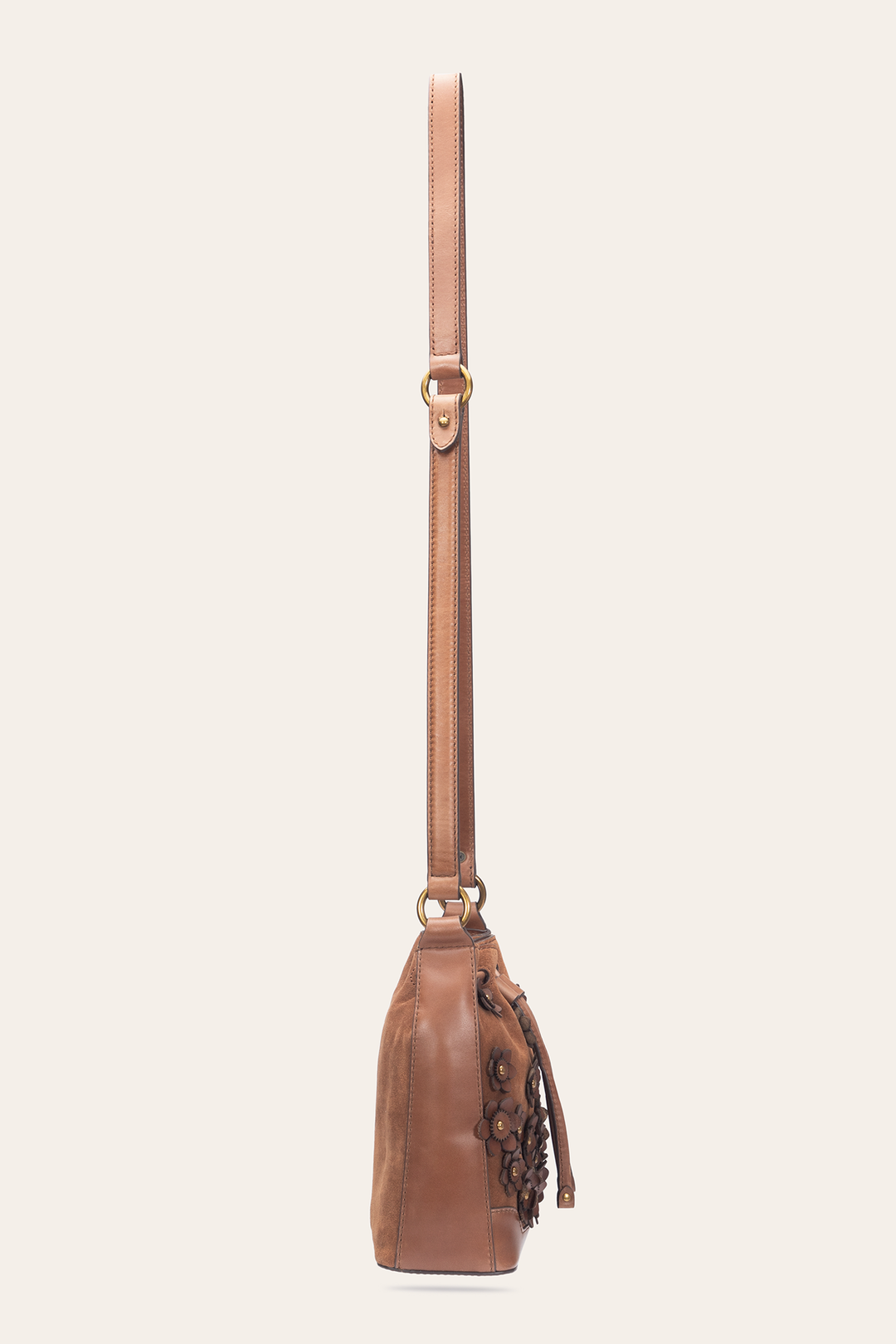 Frye Cognac Melissa Floral Convertible Bucket Cognac