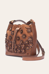 Frye Cognac Melissa Floral Convertible Bucket Cognac