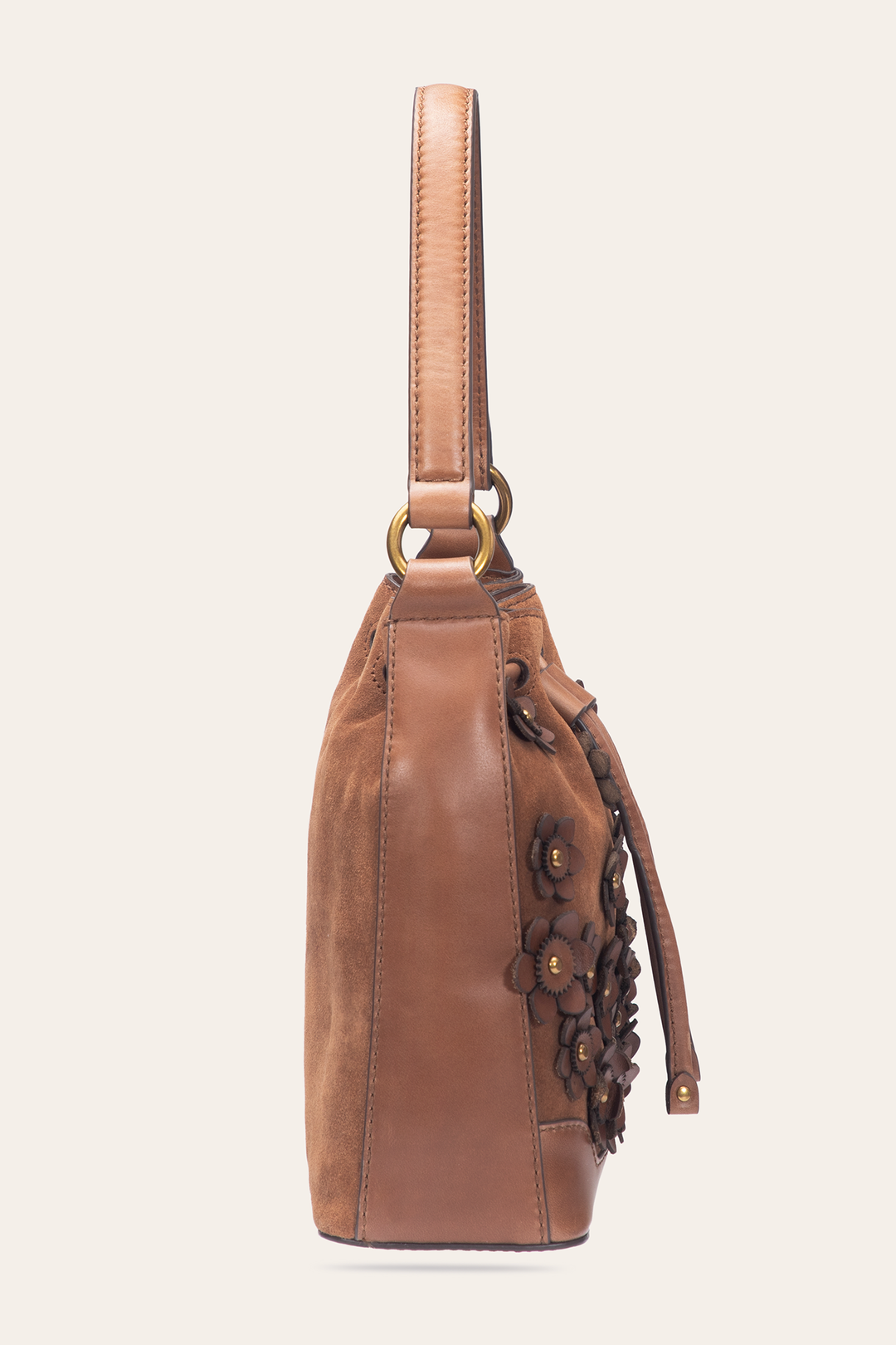 Frye Cognac Melissa Floral Convertible Bucket Cognac