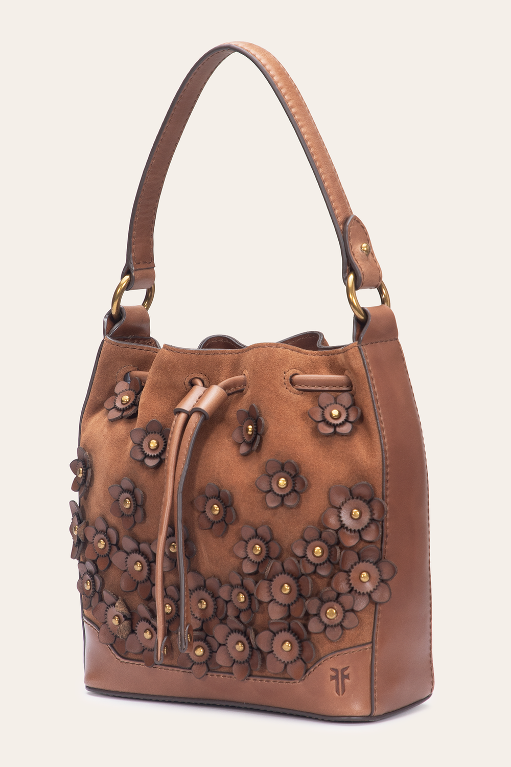 Frye Cognac Melissa Floral Convertible Bucket Cognac