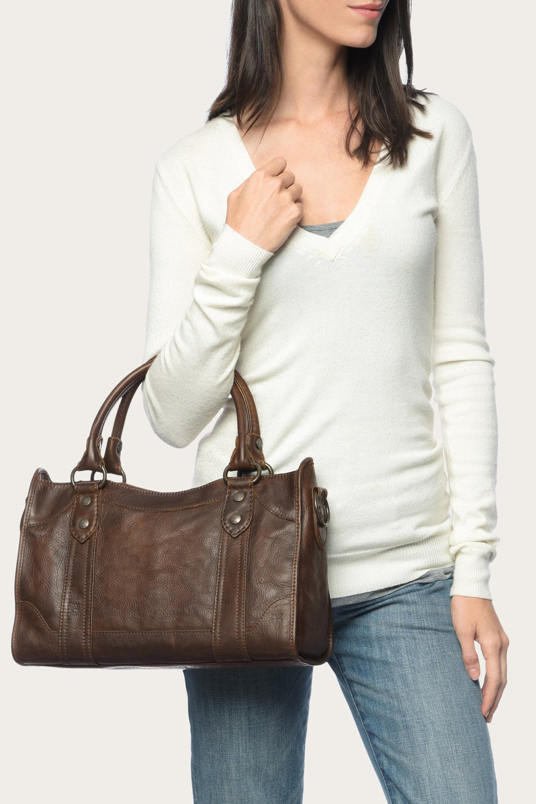 Frye Melissa Dark Brown Satchel Dark Brown