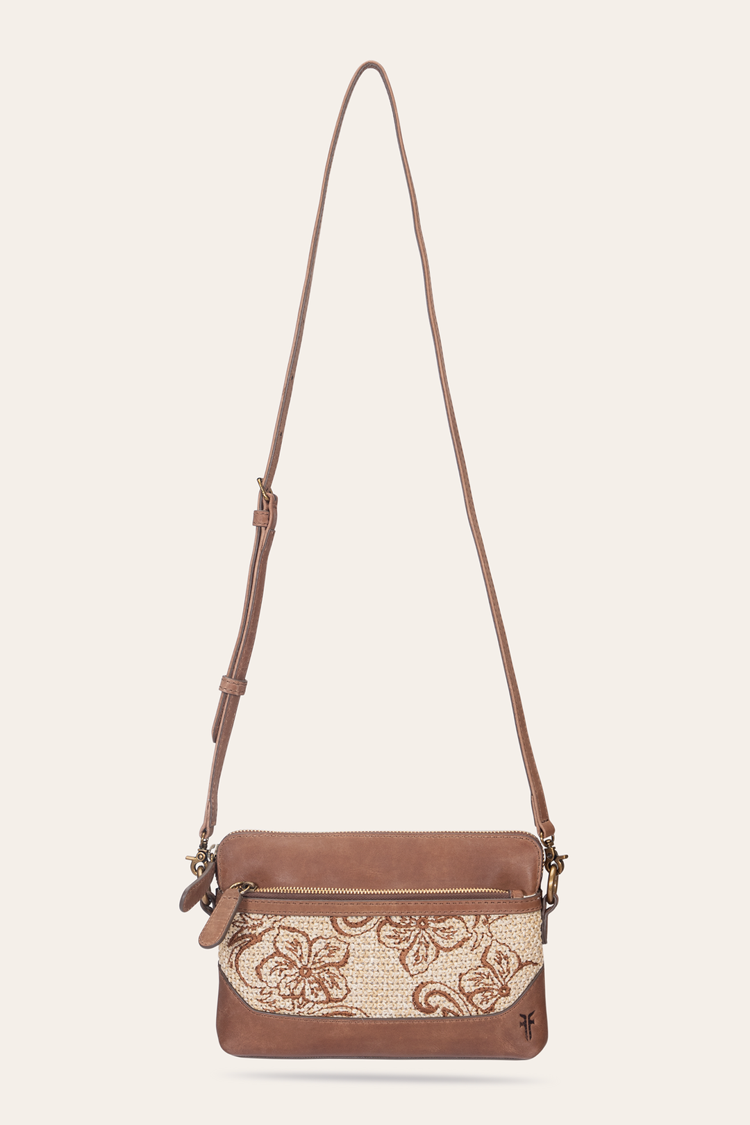 Frye Women's Floral Crossbody Wristlet Wallet Cognac
