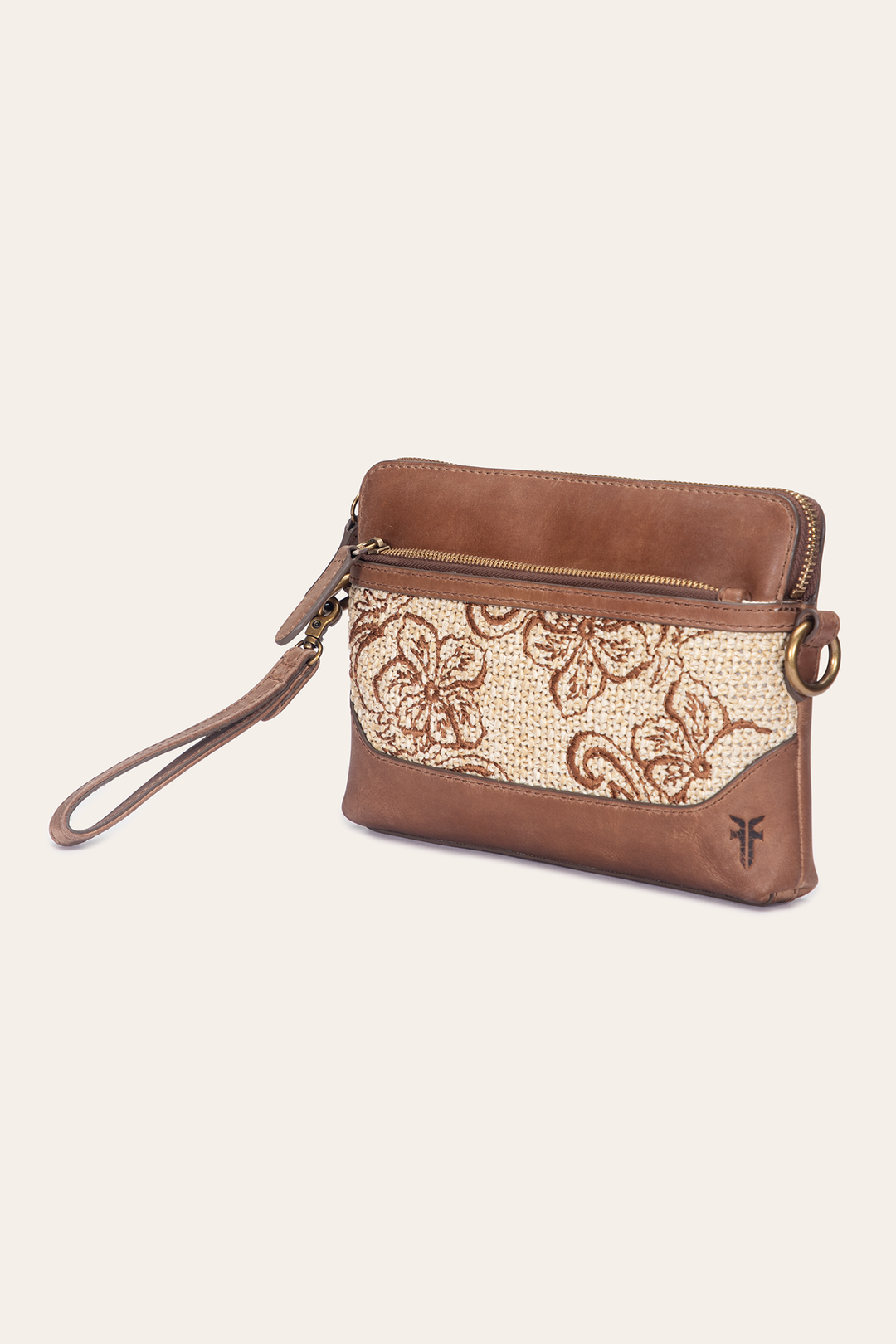 Frye Women's Floral Crossbody Wristlet Wallet Cognac