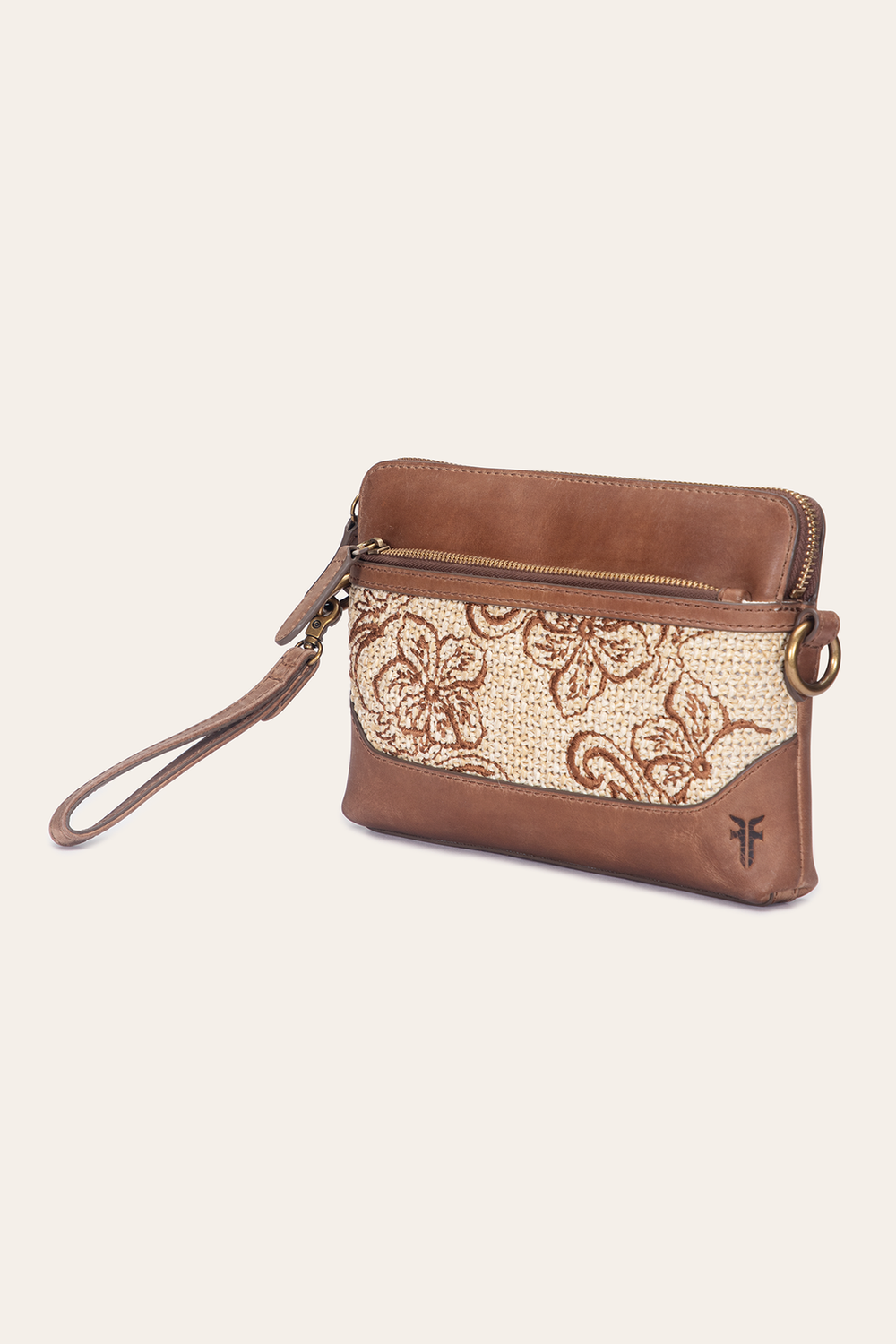 Frye Women's Floral Crossbody Wristlet Wallet Cognac