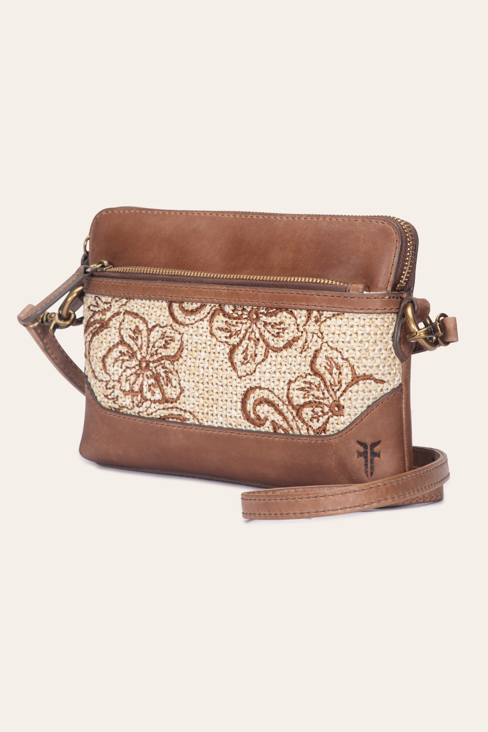 Frye Women's Floral Crossbody Wristlet Wallet Cognac