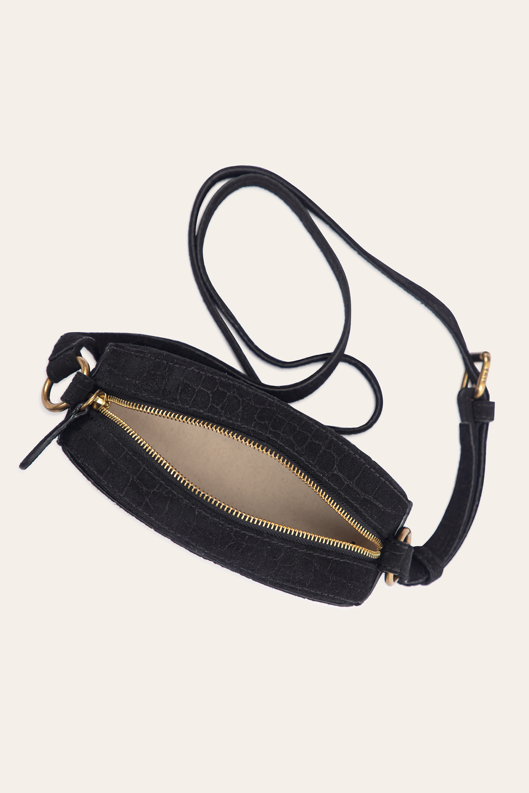 Frye Melissa Black Sueded Croco Camera Black