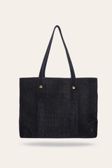 Frye Melissa Sueded Croco Shopper in Black Black