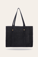 Frye Melissa Sueded Croco Shopper in Black Black