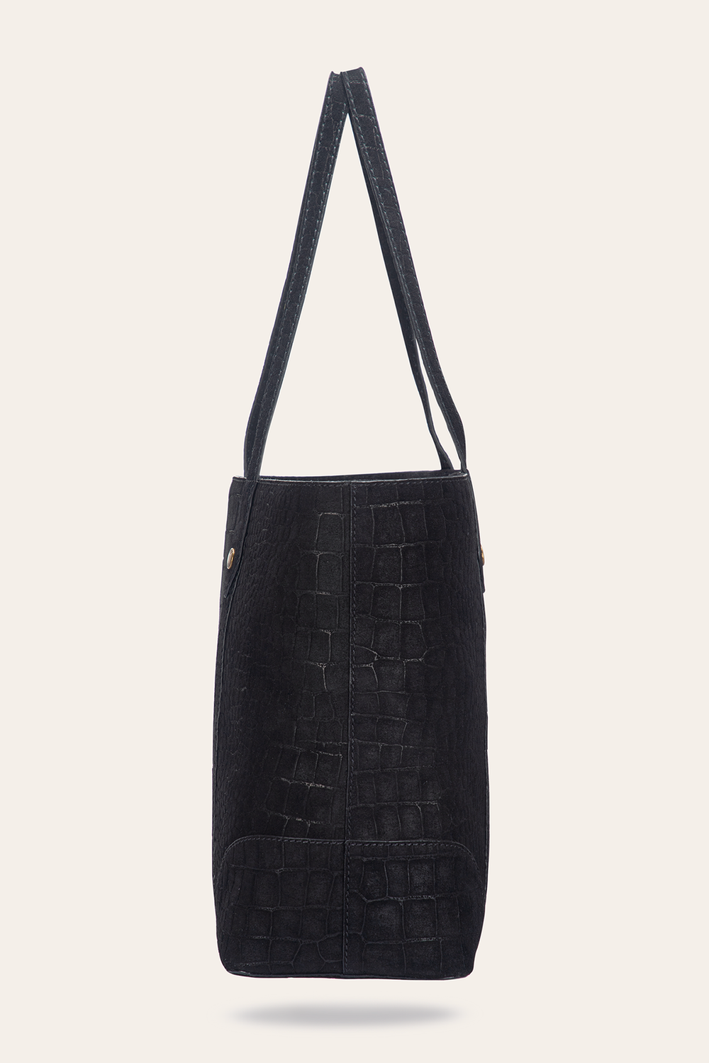 Frye Melissa Sueded Croco Shopper in Black Black