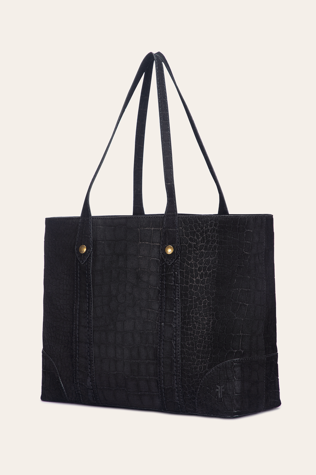 Frye Melissa Sueded Croco Shopper in Black Black