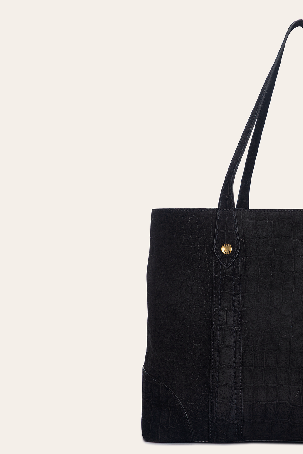 Frye Melissa Sueded Croco Shopper in Black Black