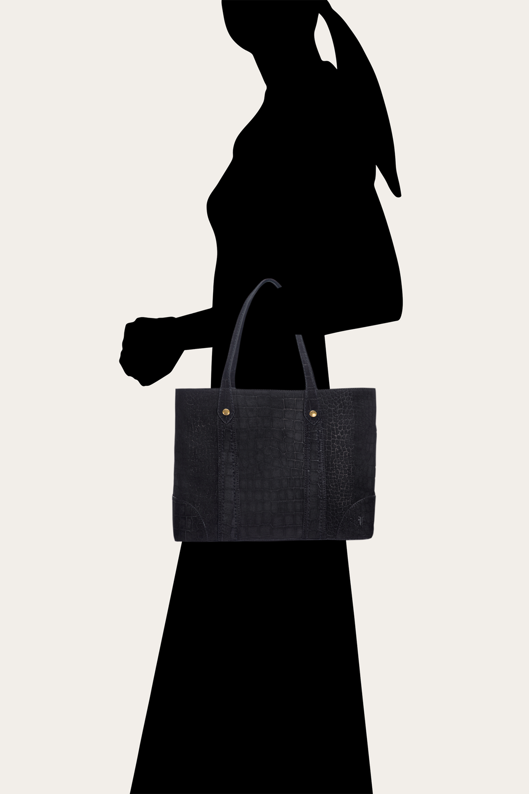 Frye Melissa Sueded Croco Shopper in Black Black