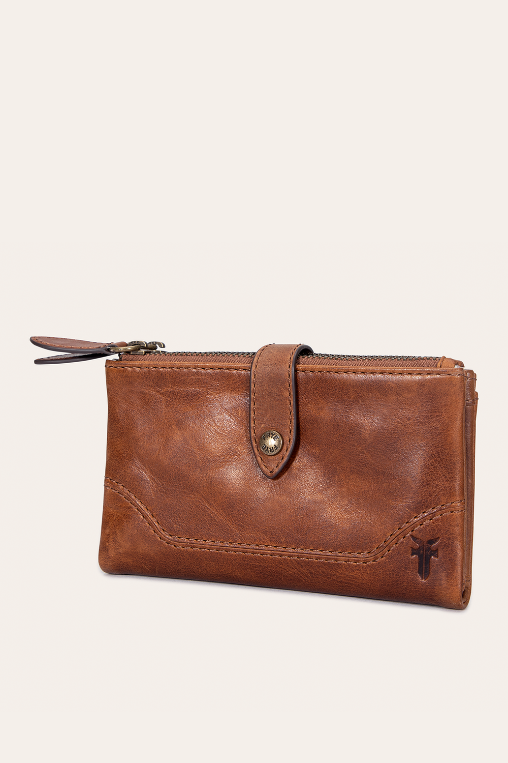 Frye Melissa Cognac Double Zip Wallet Cognac