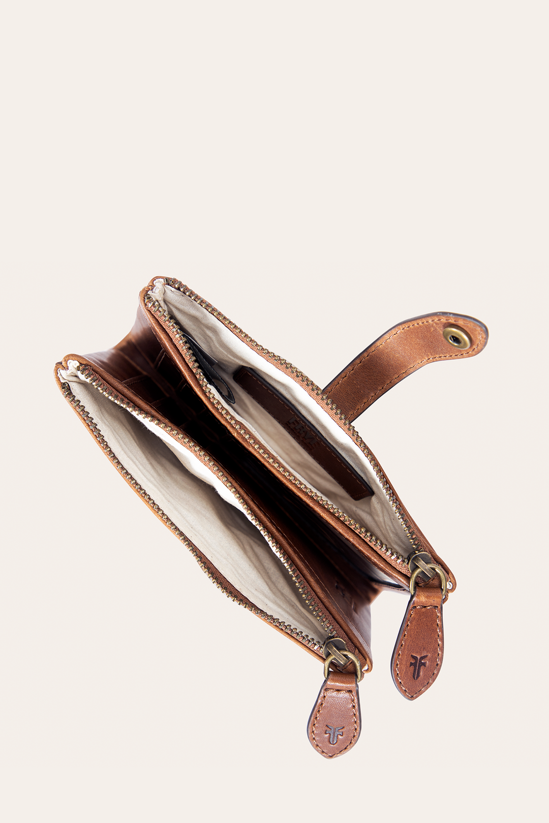 Frye Melissa Cognac Double Zip Wallet Cognac