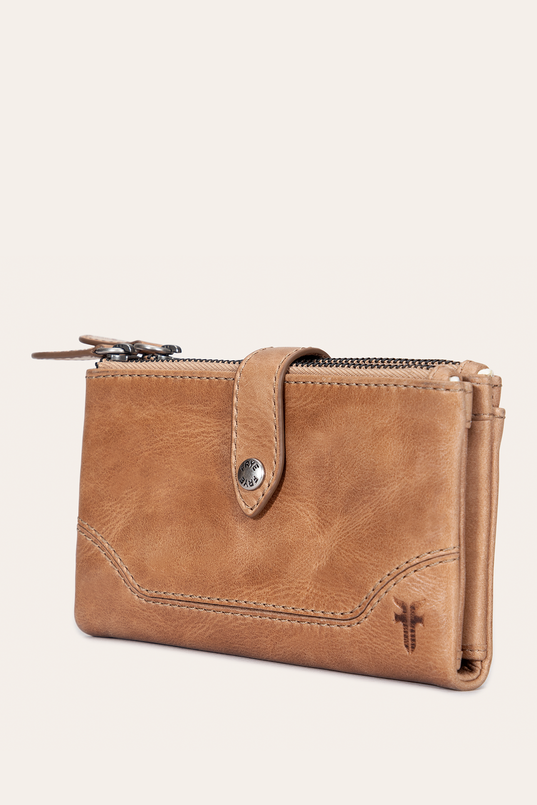 Frye Melissa Beige Double Zip Wallet Beige