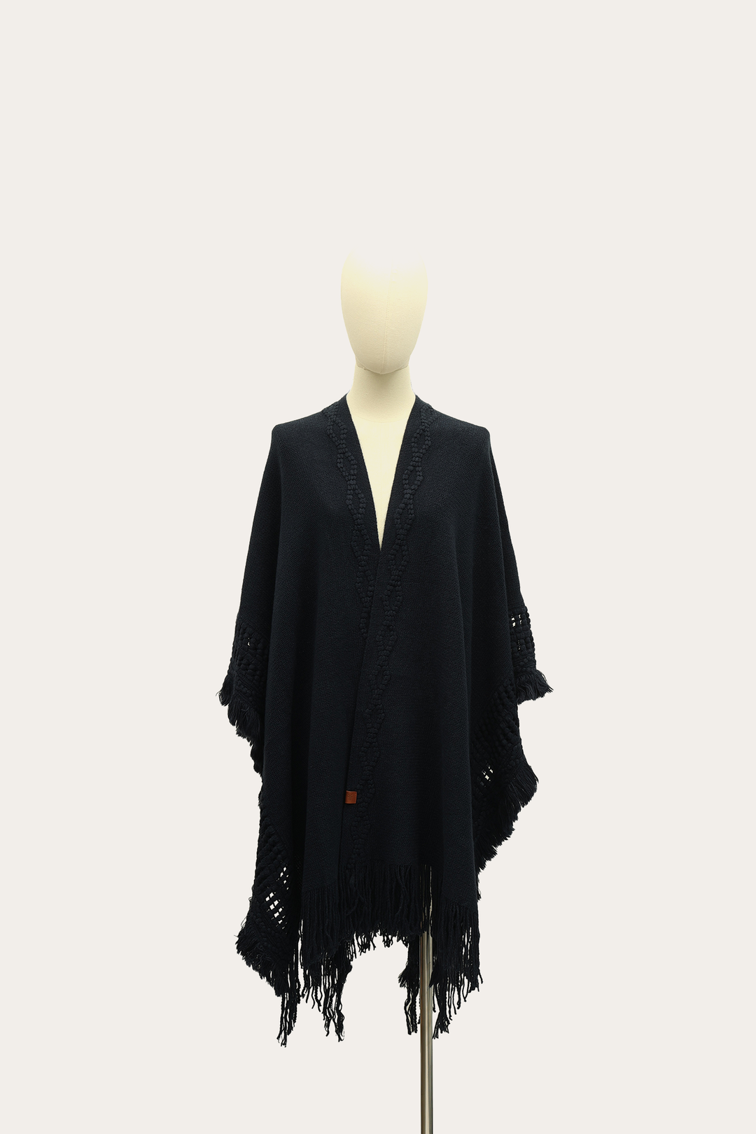 Frye Navy Blazer Embellished Fringe Ruana Navy Blazer