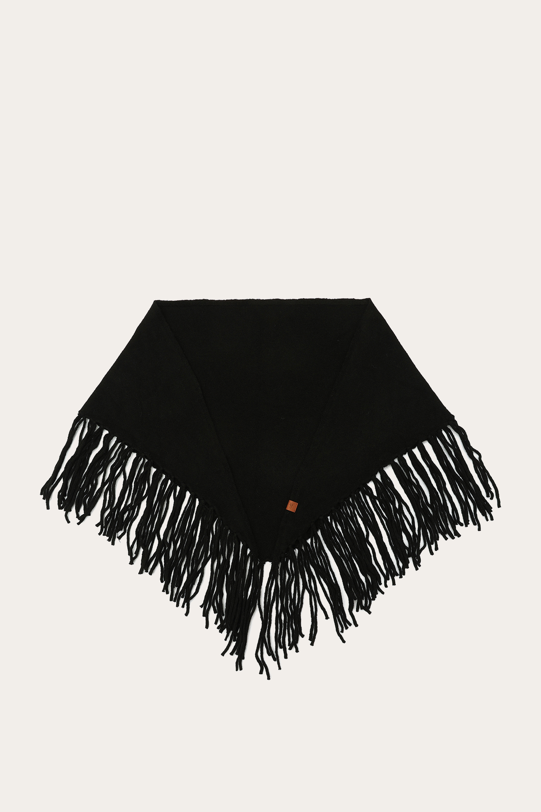 Frye Black Long Fringe Triangle Scarf Black