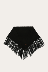 Frye Black Long Fringe Triangle Scarf Black