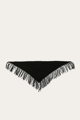 Frye Black Long Fringe Triangle Scarf Black