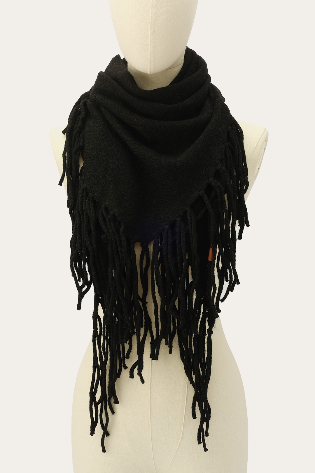 Frye Black Long Fringe Triangle Scarf Black