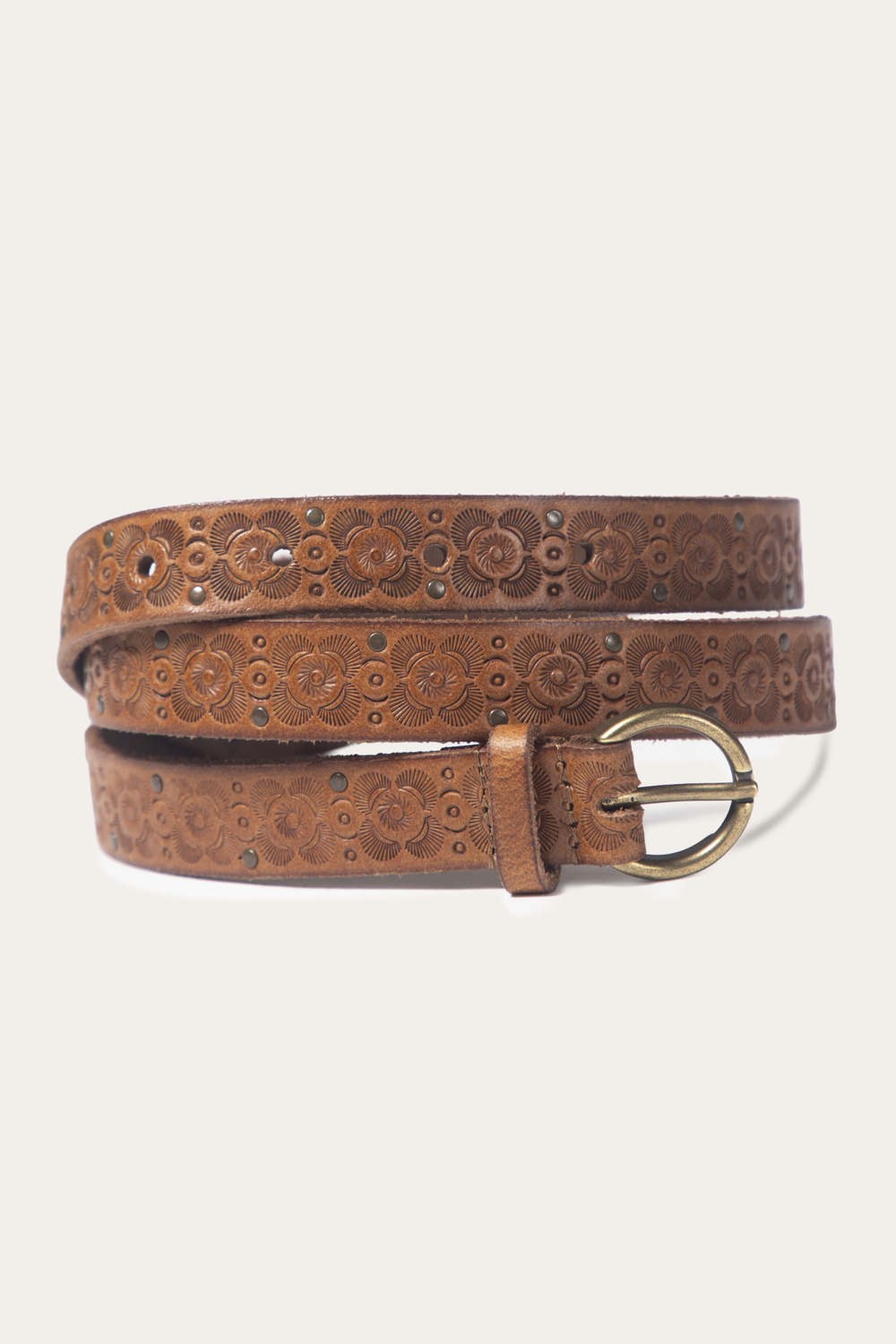 Frye Light Whiskey 20mm Tooling & Stud Belt Light Whiskey