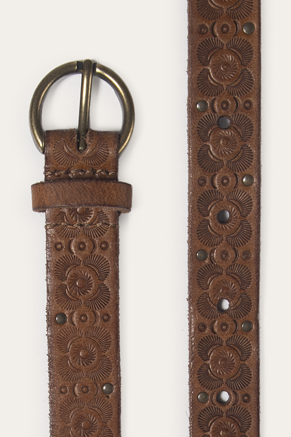 Frye Light Whiskey 20mm Tooling & Stud Belt Light Whiskey