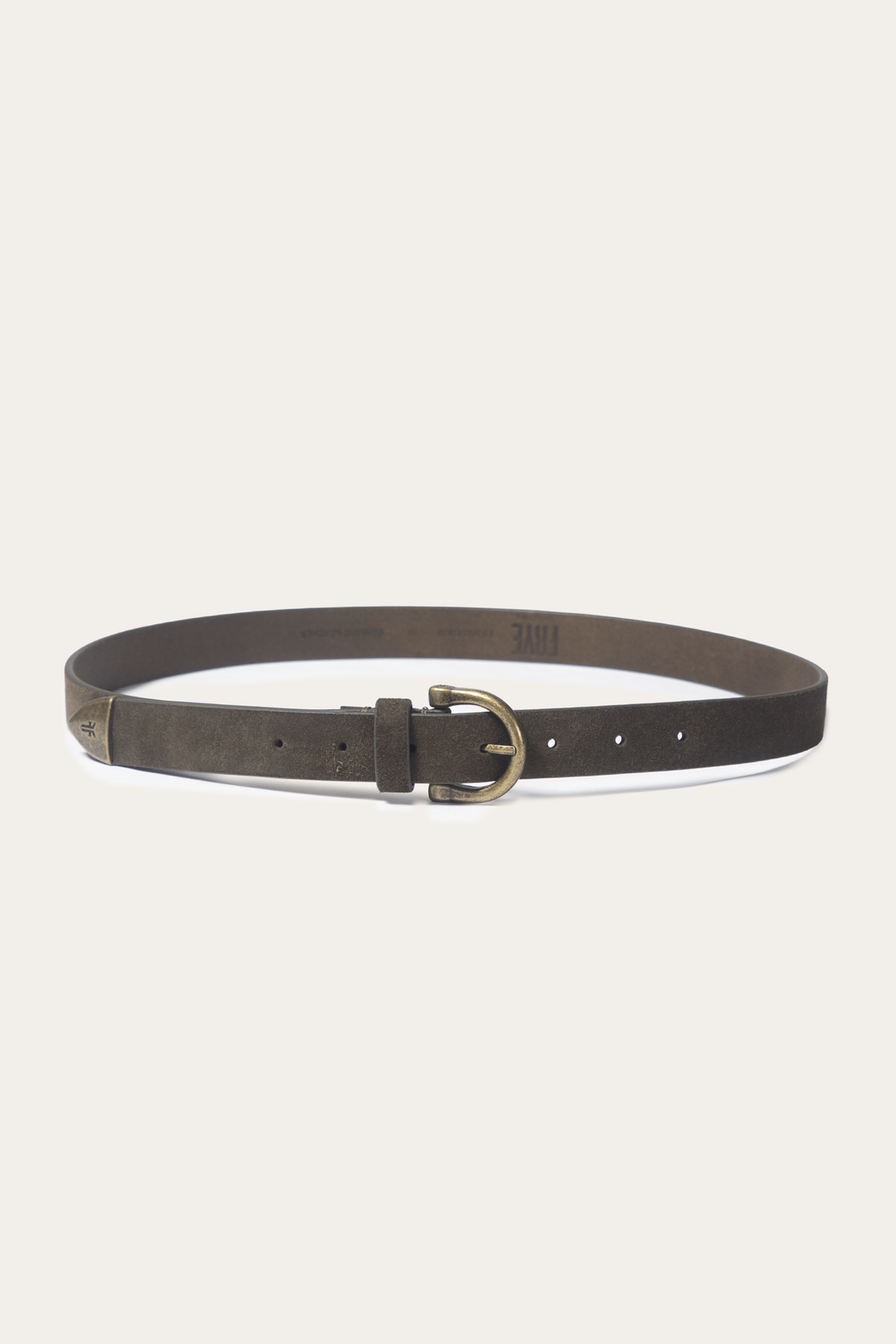 Frye Light Olive 25mm Suede Horseshoe Buckle Belt Light Olive