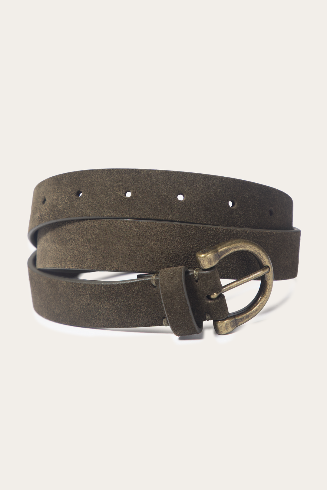 Frye Light Olive 25mm Suede Horseshoe Buckle Belt Light Olive