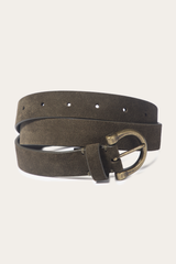 Frye Light Olive 25mm Suede Horseshoe Buckle Belt Light Olive
