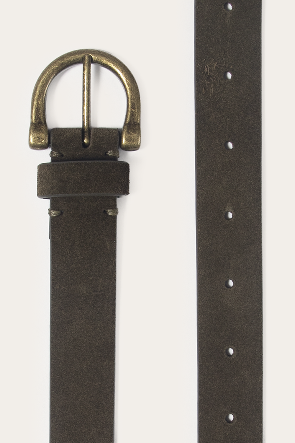 Frye Light Olive 25mm Suede Horseshoe Buckle Belt Light Olive