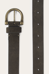 Frye Light Olive 25mm Suede Horseshoe Buckle Belt Light Olive