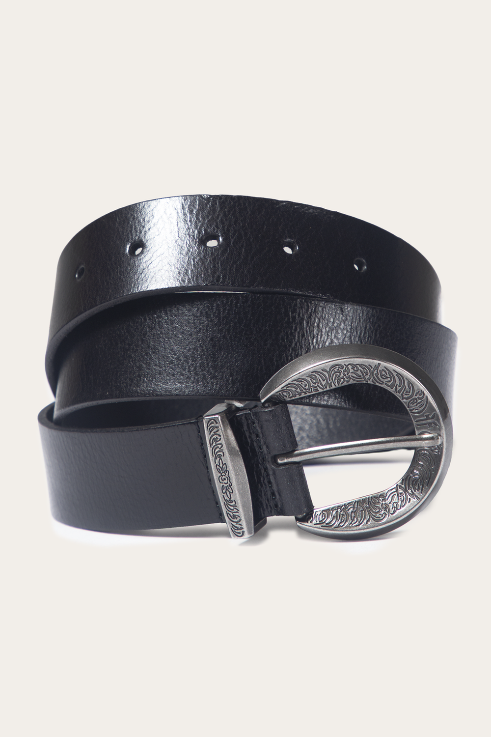 Frye Black 35mm Engraved Buckle Belt Black
