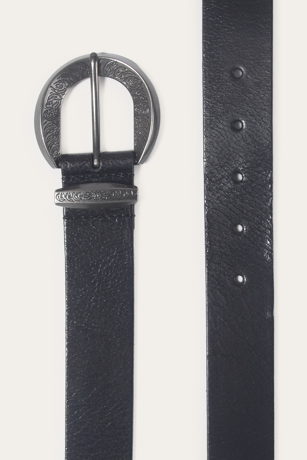 Frye Black 35mm Engraved Buckle Belt Black