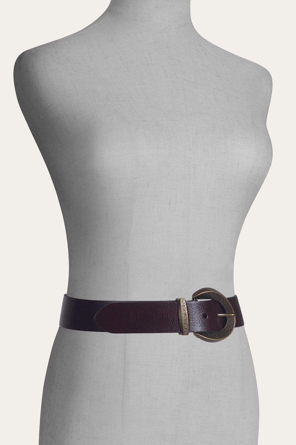 Frye Brown 35mm Engraved Buckle Belt Brown