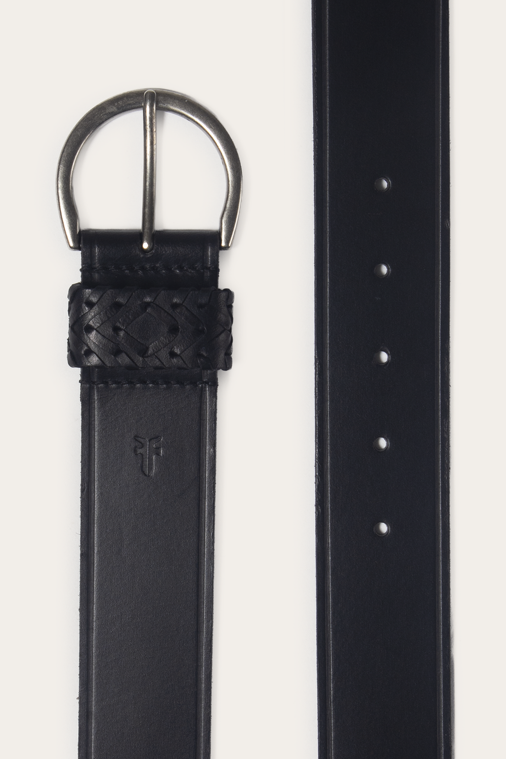 Frye Black 40mm Belt With Woven Keeper Black