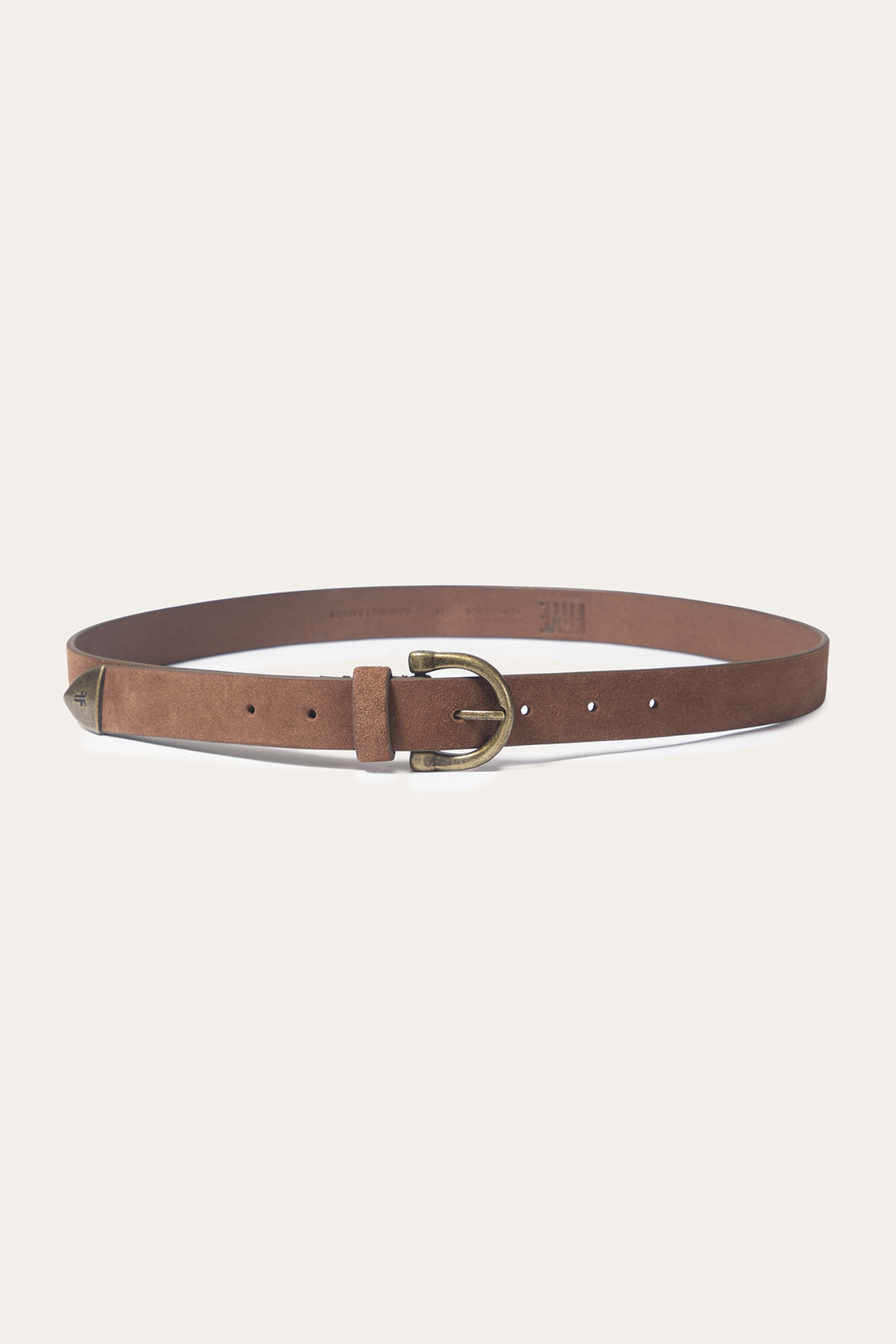 Frye Light Whiskey 25mm Suede Horseshoe Buckle Belt Light Whiskey