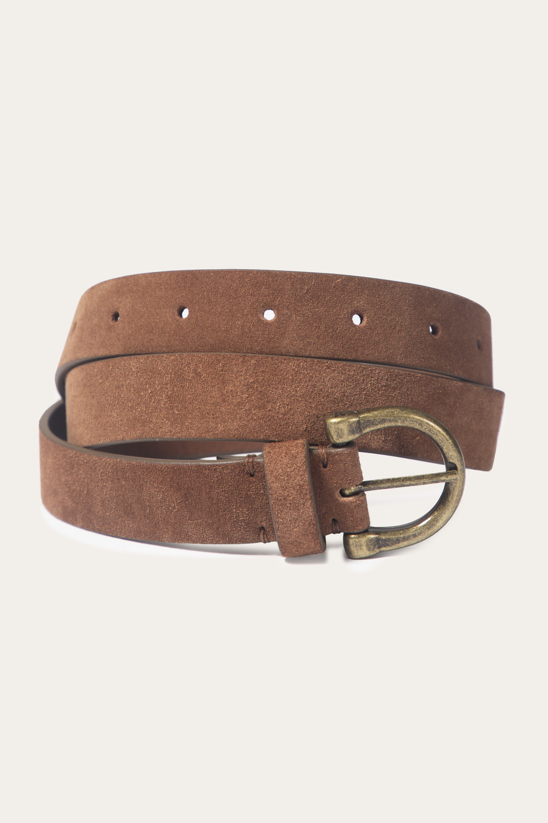 Frye Light Whiskey 25mm Suede Horseshoe Buckle Belt Light Whiskey