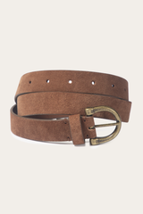 Frye Light Whiskey 25mm Suede Horseshoe Buckle Belt Light Whiskey