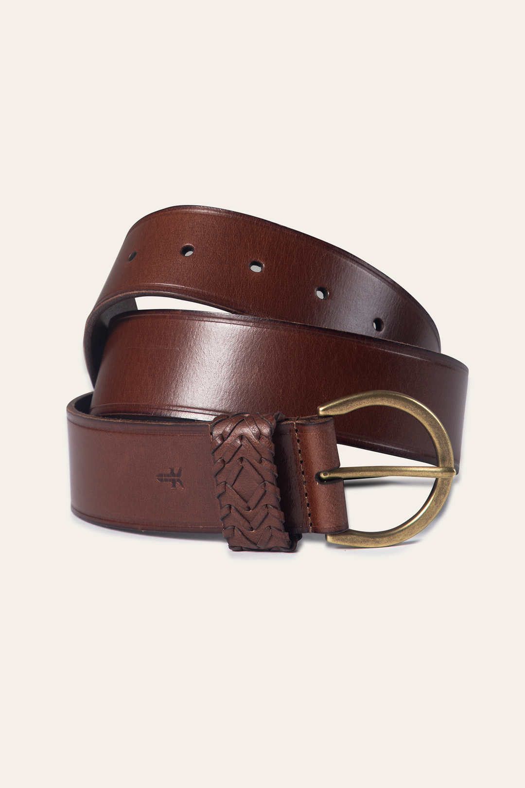 Frye Tan 40mm Belt With Woven Keeper Tan