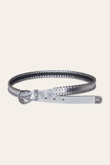 Frye 20mm Silver Leather Belt With 3-Piece Buckle Set Silver