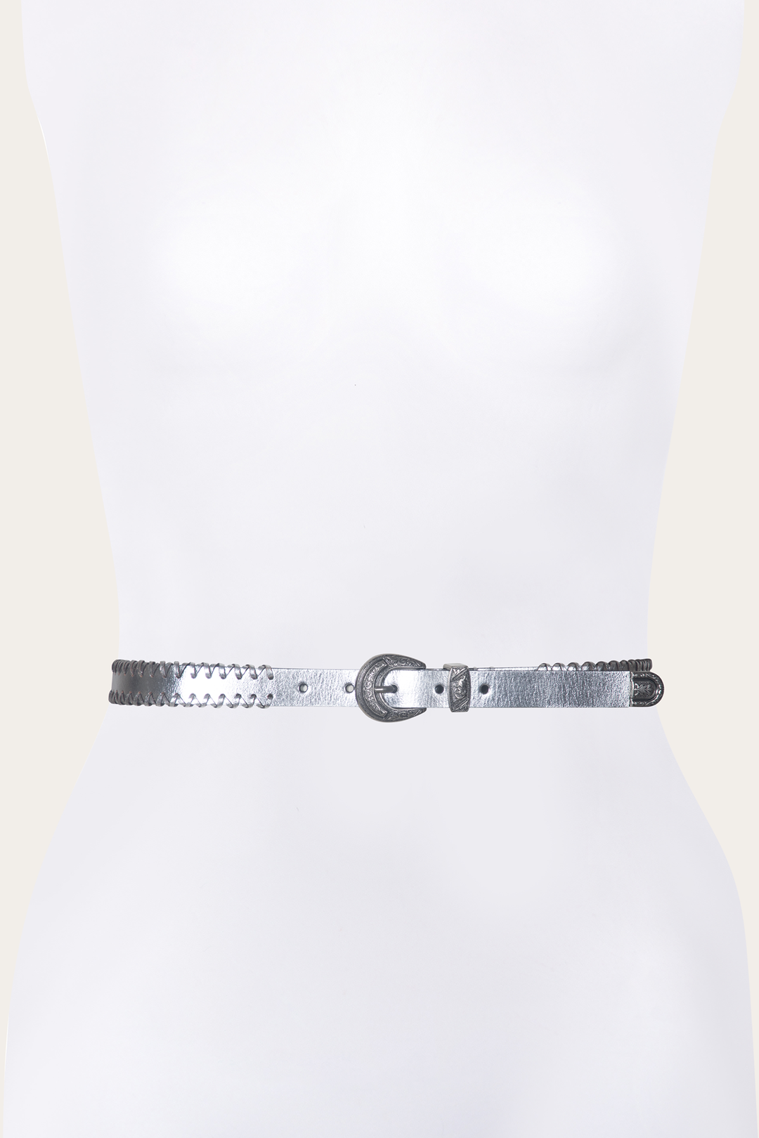 Frye 20mm Silver Leather Belt With 3-Piece Buckle Set Silver