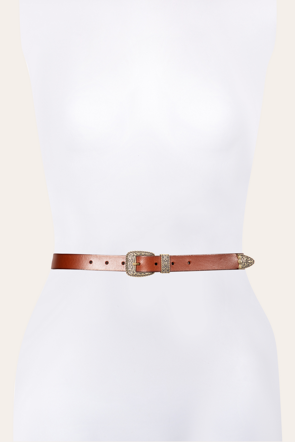 Frye 25mm Tan Logo Western Belt Tan
