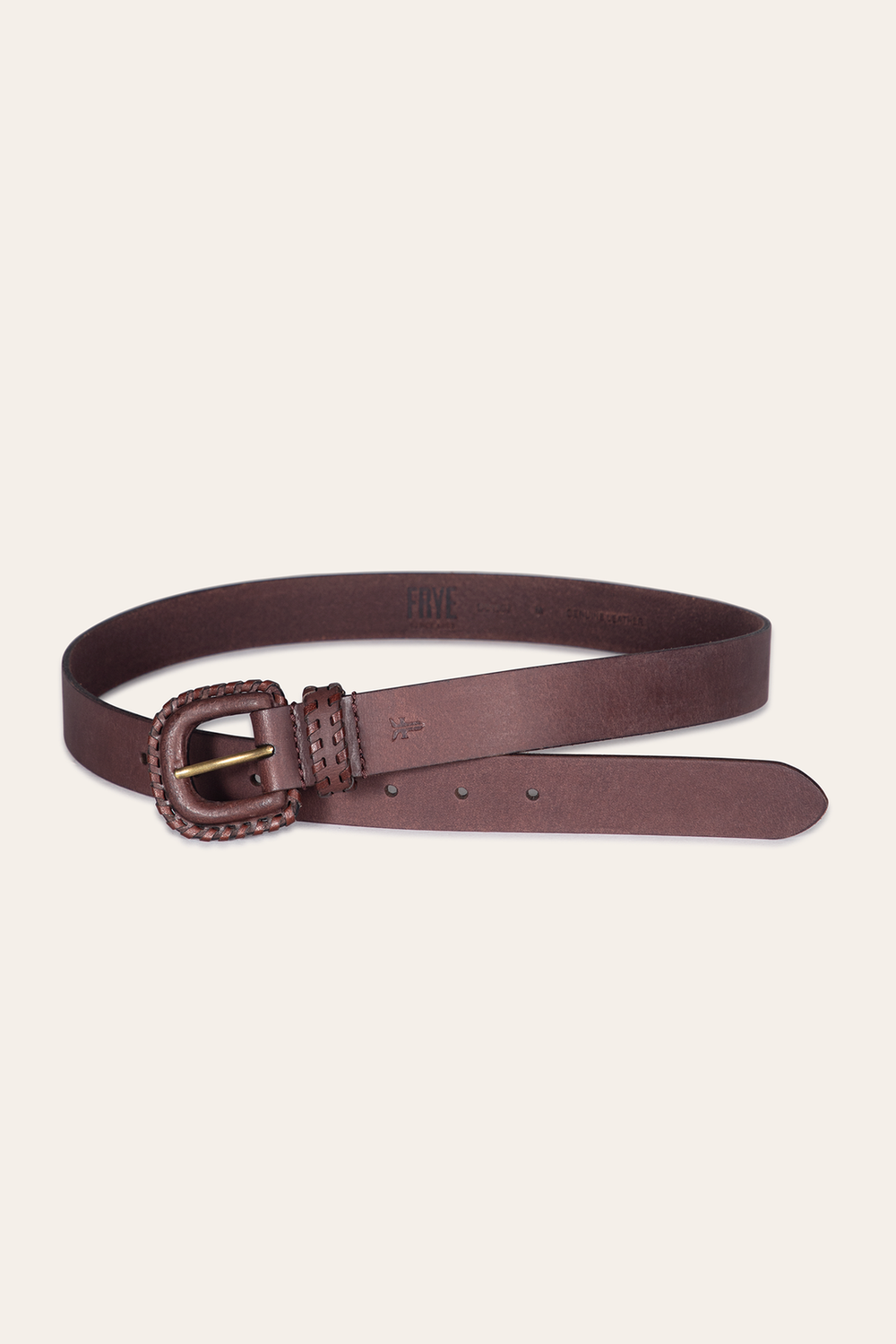 Frye 30mm Brown Leather Belt With Covered Buckle Brown