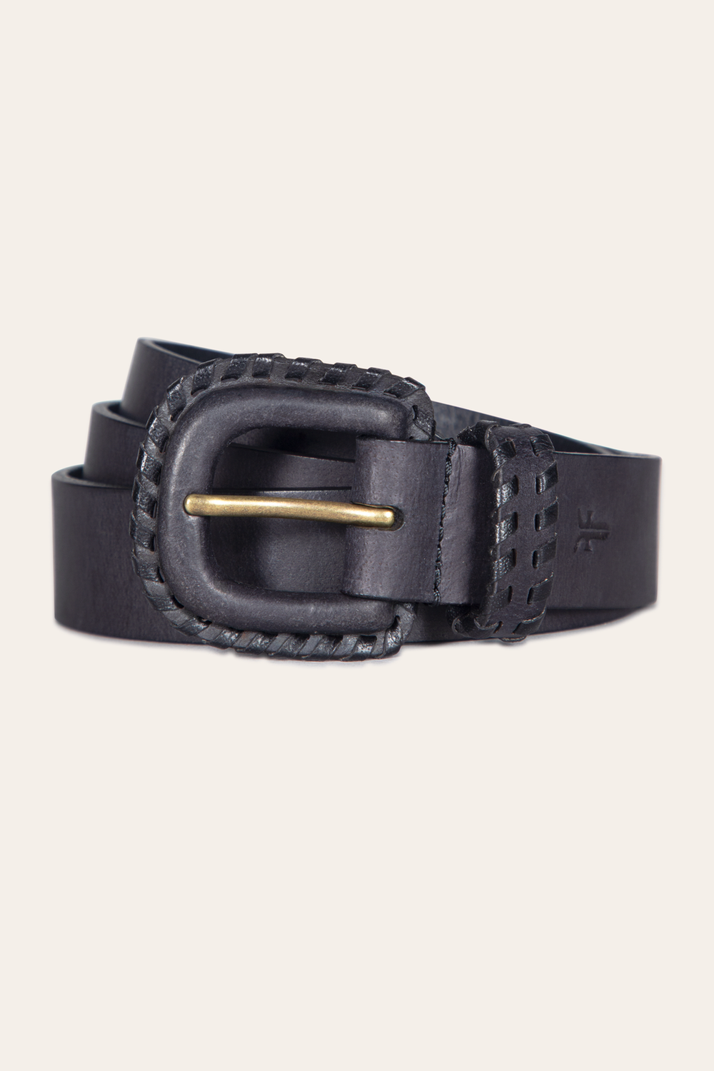 Frye 30mm Black Leather Belt With Covered Buckle Black
