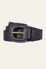 Frye 30mm Black Leather Belt With Covered Buckle Black