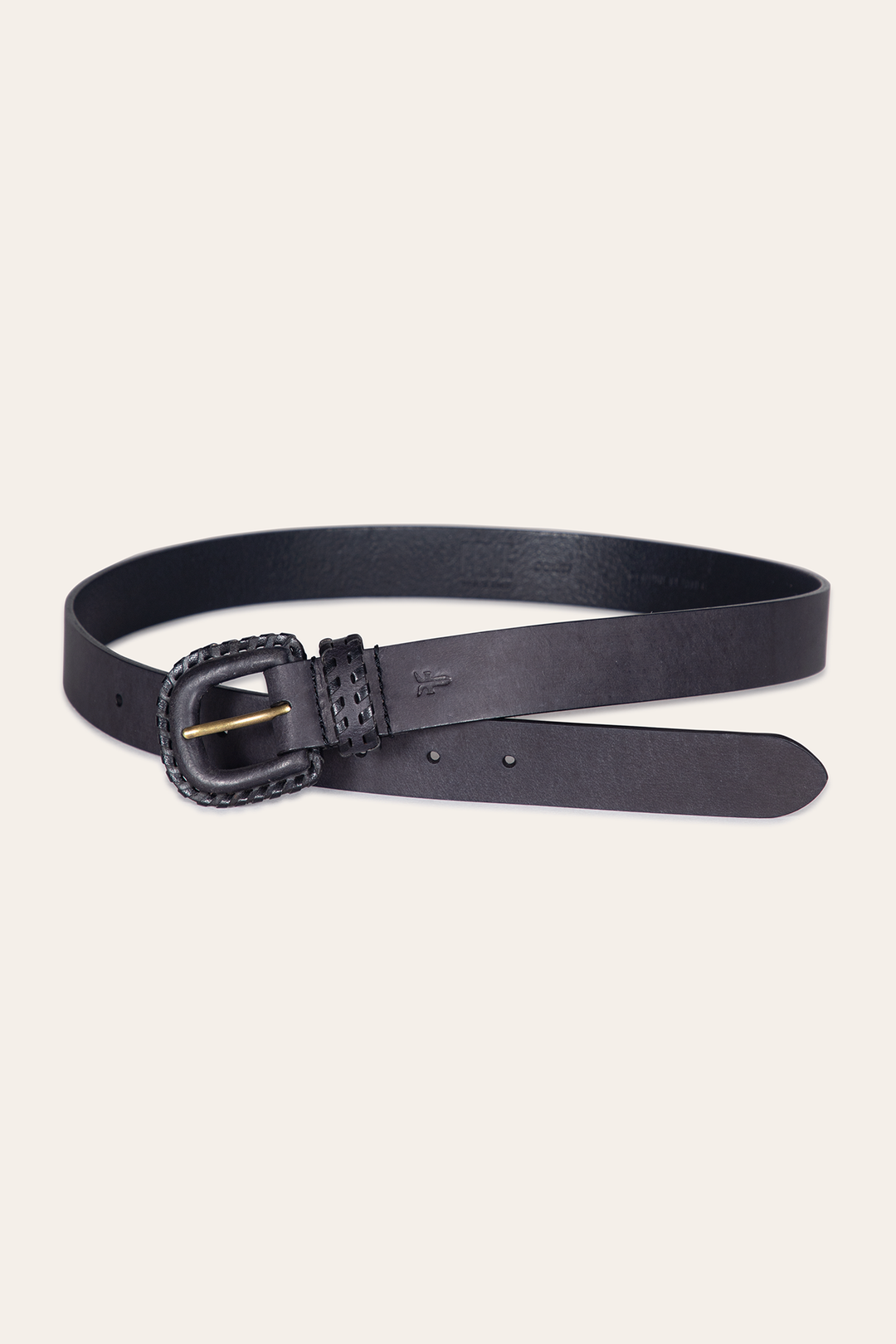 Frye 30mm Black Leather Belt With Covered Buckle Black