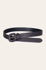 Frye 30mm Black Leather Belt With Covered Buckle Black