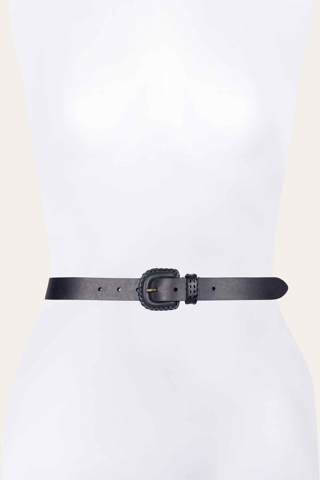 Frye 30mm Black Leather Belt With Covered Buckle Black